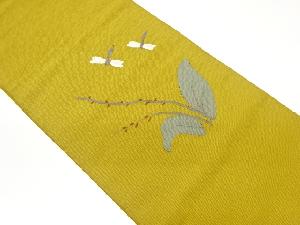 蜻蛉・葉模様織出し名古屋帯